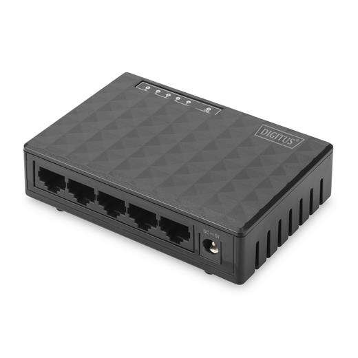 DN-50012-1 Digitus Unmanaged (Yönetilemeyen) 5 port 10/100Base-T Fast Ethernet Switch, Masaüstü Tip, Siyah Renk, Plastik