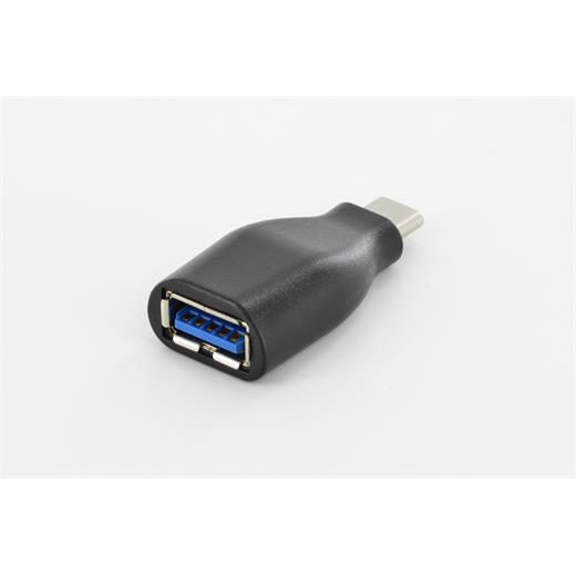 AK-300506-000-S USB Tip C Adaptörü, USB Tip C Erkek - USB Tip A Dişi, Super-Speed, zırhsız, UL, nikel kaplama, siyah renk