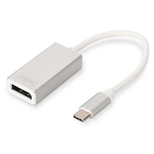 DA-70844 Digitus USB 3.0 (USB Tip C) <-> DisplayPort Grafik Adaptörü<br>Giriş: 1 x USB Tip C erkek (bilgisayar bağlantısı) <br>Çıkış: 1 x DP yuva ((Ultra HD, 4K, 3840 x 2160p@30Hz)<br>Alüminyum