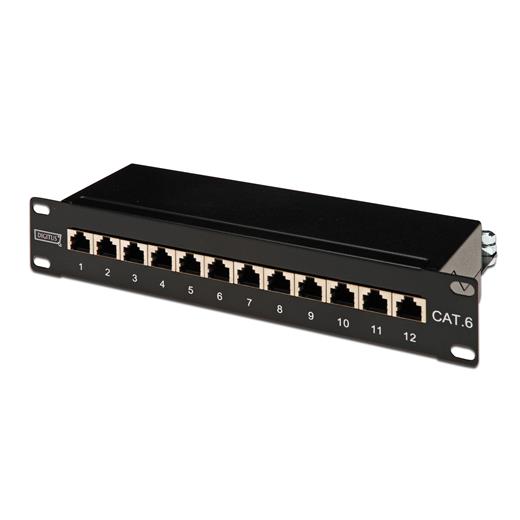 DN-91612S Digitus 10 Inch 12 Port CAT.6  Patch Panel, Class E, zırhlı, siyah renk