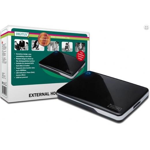 DA-71002 Digitus 2,5 Inch SATA HDD için 2,5 Inch Harici Kutu, Plastik, Bağlantı arayüzü USB 2.0, vidasız montaj özelliği