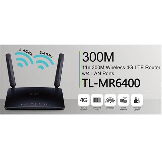 Tp-Link TL-MR6400 300 Mbps 4 Port 4G Kablosuz Router Sim Kartlı