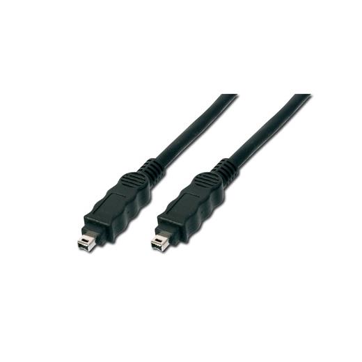AK-420100-018-S Firewire 400 (IEEE 1394) Kablo, 4 pin erkek / 4 pin erkek, 1.80 metre, AWG: 28, IEEE 1394-2008, UL, siyah renk 