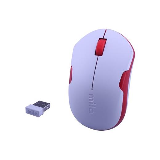 Mila Ml370 Kablosuz Usb Nano Alıcılı Optik Mouse Beyaz/Kırmızı Şerit