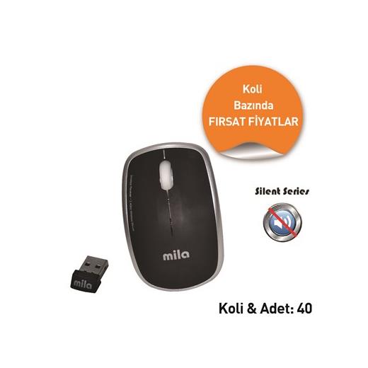 Mila Ml402 Silent Serisi Kablosuz Usb Nano Alıcılı Optik Mouse Siyah-1 Koli