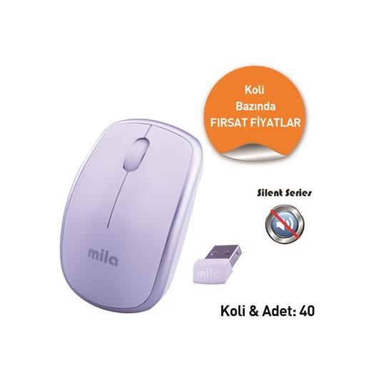 Mila Ml400 Silent Serisi Kablosuz Usb Nano Alıcılı Optik Mouse Beyaz / Gümüş-1 Koli