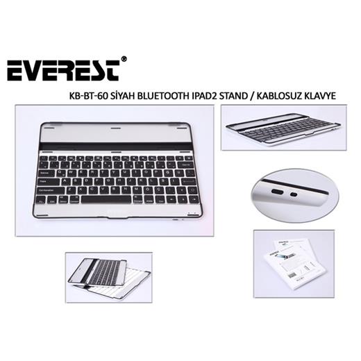Everest Kb-Bt60 Siyah Bluetooth Ipad2 Q Multimedia Stand Ve Kablosuz Klavye
