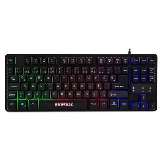 Everest Kb-Gx6 Siyah Usb Gökkuşağı Renkli Aydınlatmalı Q Standart Gaming Klavye