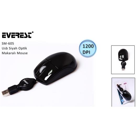 Everest Sm-605 Usb Siyah Optik Makaralı Mouse