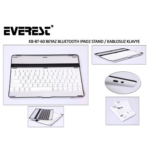 Everest Kb-Bt60 Beyaz Bluetooth Ipad2 Q Multimedia Stand Ve Kablosuz Klavye