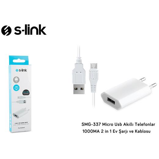 S-Link Smg-337 1A Micro Usb Ev Şarj Cihazı + Kablosu