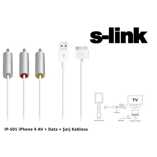 S-Link Ip-501 Iphone 4 Av + Data + Şarj Kablosu