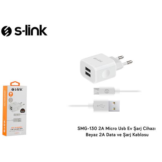 S-Link Smg-130 2A Micro Usb Ev Şarj Cihazı Beyaz 2A Data Ve Şarj Kablosu