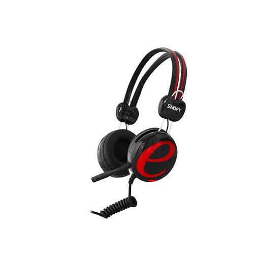 Snopy Sn-98A İnternet Kafe Esnek Kablo Siyah/Kırmızı Mikrofonlu Kulaklık