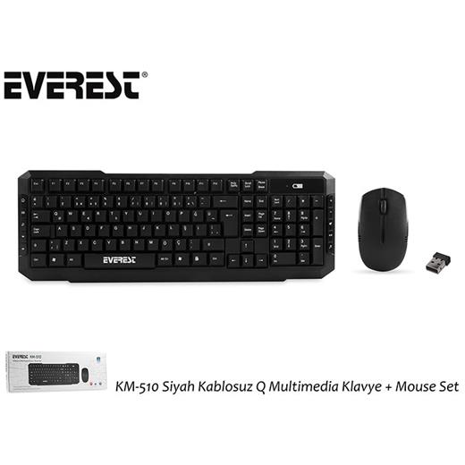 ZQ Everest Km-510 Sıyah Kablosuz Multımedyalı Klavye Set