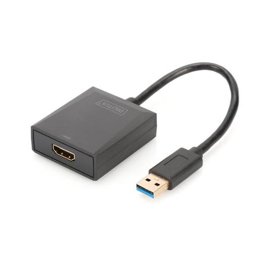 DA-70841 Digitus USB 3.0 <-> Hdmi Grafik Adaptörü<br>Giriş: 1 x USB 3.0 USB-A erkek<br>Çıkış: 1 x Hdmi A (19-pin) dişi  (Full HD, 1080p)<br>Plastik