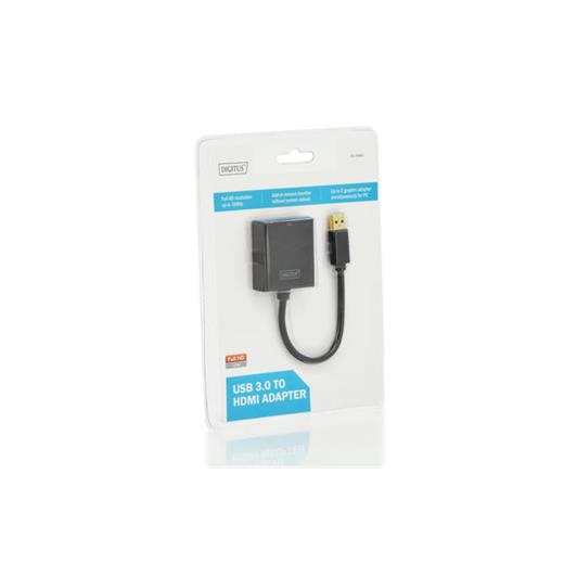 DA-70841 Digitus USB 3.0 <-> Hdmi Grafik Adaptörü<br>Giriş: 1 x USB 3.0 USB-A erkek<br>Çıkış: 1 x Hdmi A (19-pin) dişi  (Full HD, 1080p)<br>Plastik