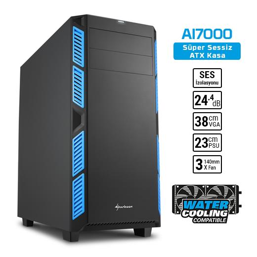 Sharkoon Aı7000 Silent Mavi Atx 3Xfan Usb3 Kasa