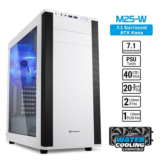 Sharkoon M25-W Atx Usb3.0 Beyaz Kasa 5Xfan