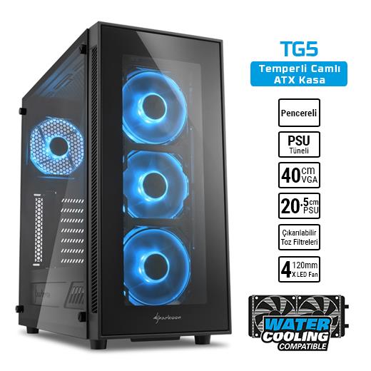 Sharkoon Tg5 Atx Mavi Usb3.0 4Xled Fan Kasa