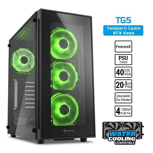 Sharkoon Tg5 Atx Yeşil Usb3.0 4Xled Fan Kasa