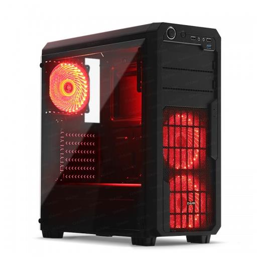 Dark Sentinel Pro 3X Kırmızı 33X Led Fanlı, Usb3.0, Cam Yan Panel Mid-Tower Siyah Oyuncu Kasası