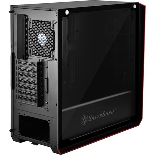 Silverstone Redline Rl07B Tempered Glass Şeffaf Cam Kırmızı Led Midi Tower Siyah Kasa