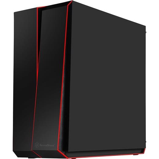 Silverstone Redline Rl07B Tempered Glass Şeffaf Cam Kırmızı Led Midi Tower Siyah Kasa