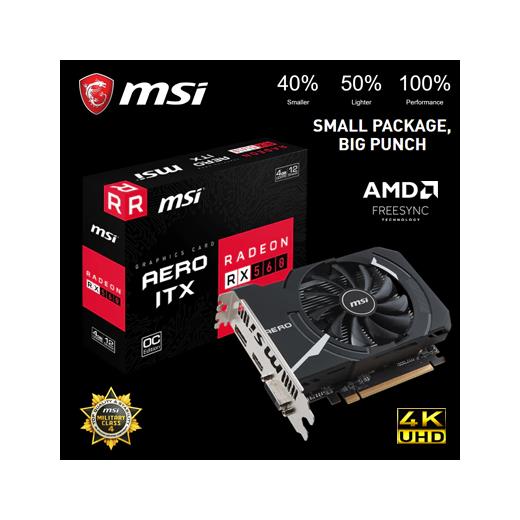 Msi Radeon Rx 560 Aero Itx 4G Oc - 4Gb Miniıtx Ekran Kartı 