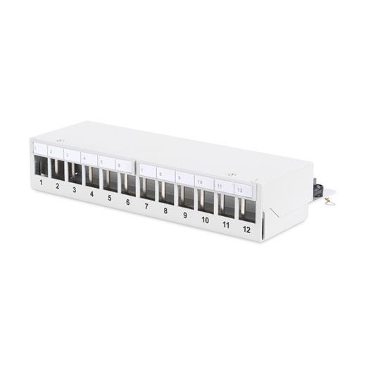 DN-93706 Digitus 12 port Modüler Masaüstü Tip Patch Panel, Zırhlı (Shielded), LSA, RAL 7035, açık gri renk