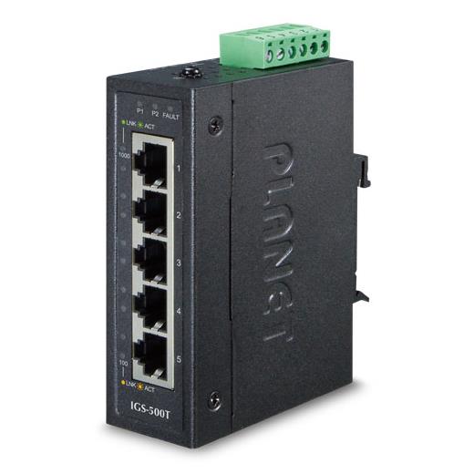 PL-IGS-500T Kompakt Endüstriyel  Switch (Compact Industrial 5-Port 10/100/1000T Gigabit Ethernet Switch )<br>
5-Port 10/100/1000T<br>
-40~75 Derece C