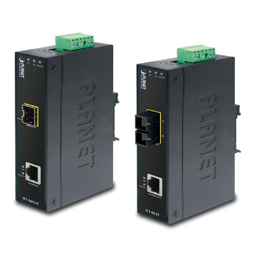 PL-IFT-802T Endüstriyel Tip Media/Rate Converter<br>10/100Base-TX <--> 100Base-FX (MM, 2 km)<br>(-40 ~ +75 Derece C)<br>10/100Base-TX to 100Base-FX Industrial Media Converter - 2km, -40~75 degrees C)<br>