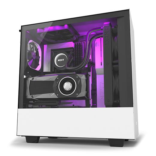 NZXT H500i Beyaz Siyah Temp. Cam RGB Akıllı ATX Kasa Psu Yok