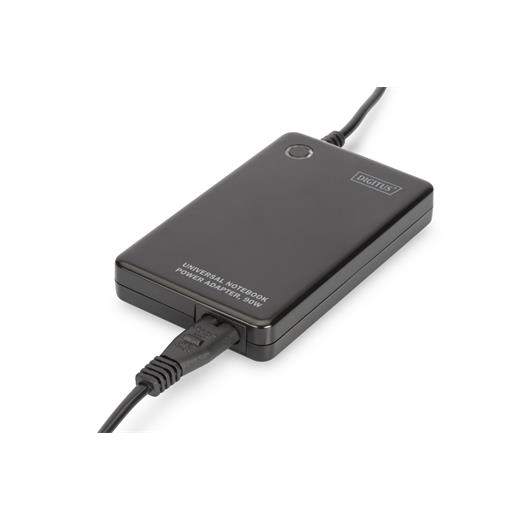 DA-10190 Digitus Notebook İçin 90W Güç Adaptörü, 11 farklı adaptör fişli, USB port ile şarj imkanı, giriş 12-30V DC, seyahat için ideal
