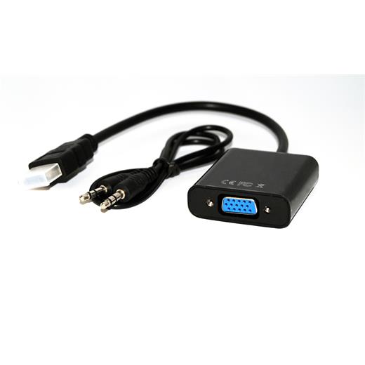 BA-HA-HD15 Beek Hdmi VGA Çevirici Adaptör Giriş: Hdmi A erkek, 3,5mm audio dişi, Çıkış: VGA dişi,  siyah renk