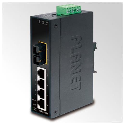 PL-ISW-511TS15 Endüstriyel Tip Yönetilemeyen Ethernet Switch (Industrial Unmanaged Ethernet Switch)<br>
4-Port 10/100Base-TX<br>
1-Port 100Base-FX Single-mode SC 15 km<br>
IP30, -40~75 Derece C