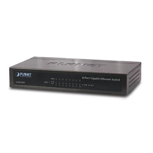 PL-GSD-803 Yönetilemeyen Switch (Unmanaged Switch)<br>
8-Port 10/100/1000Base-T