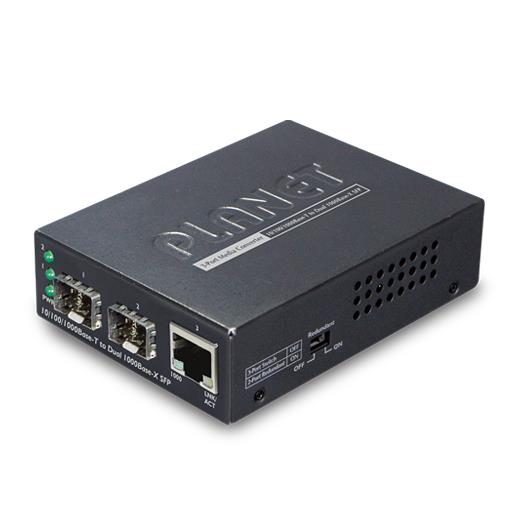 PL-GT-1205A 10/100/1000Base-T to Dual 1000Base-X SFP Media Converter