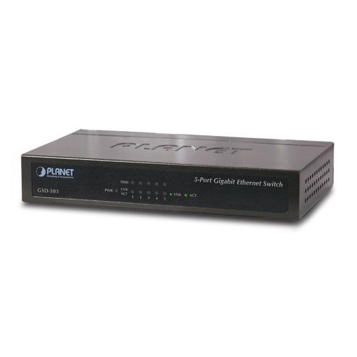 PL-GSD-503 Yönetilemeyen Switch (Unmanaged Switch)<br>
5-Port 10/100/1000Base-T