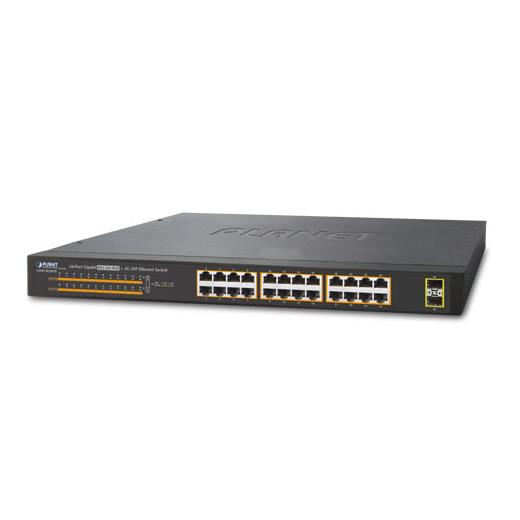 PL-GSW-2620HP Yönetilemeyen Switch (Unmanaged Switch) <br>
24-Port 10/100/1000T 802.3at/af PoE+ Injector (Per port 30.8 watt) (PoE Güç Bütçesi maks. 220 watt)<br>
2 x 1000Base-X mini-GBIC/SFP yuva