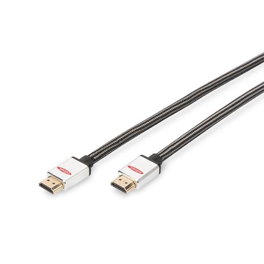 ED-84484 ednet Premium Hdmi High Speed with Ethernet Bağlantı Kablosu (Hdmi 1.4), 2160p, 4K, Hdmi Tip A Erkek - Hdmi Tip A Erkek, 10 metre, CU, AWG28, 3x zırhlı UL, altın kaplama, pamuk örgü kablo kılıfı, gümüş/siyah renk