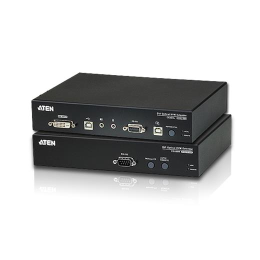 ATEN-CE680 Dvi Fiber Optik KVM (Keyboard/Video Monitor/Mouse) Mesafe Uzatma Cihazı, Ses (hoparlör ve mikrofon) bağlantı desteği, 600 metre, USB Konsol<br>USB Dvi Optical KVM Extender (1920 x 1200@600m)