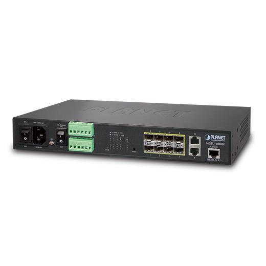 PL-MGSD-10080F Managed Metro Ethernet Switch<br>
8-Port 1000BASE-SX/LX/BX SFP/mini-GBIC yuva (Port-1 ile Port-8 arası), 100Base-FX SFP uyumlu<br>
2-Port 10/100/1000Base-T<br>  
1 x Konsol port<br>
-10~60 Derece C