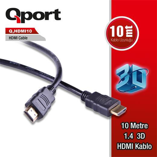 QPORT Q-Hdmi10 to Hdmi10 1.4 3D 10 Metre Altın Uçlu Kablo