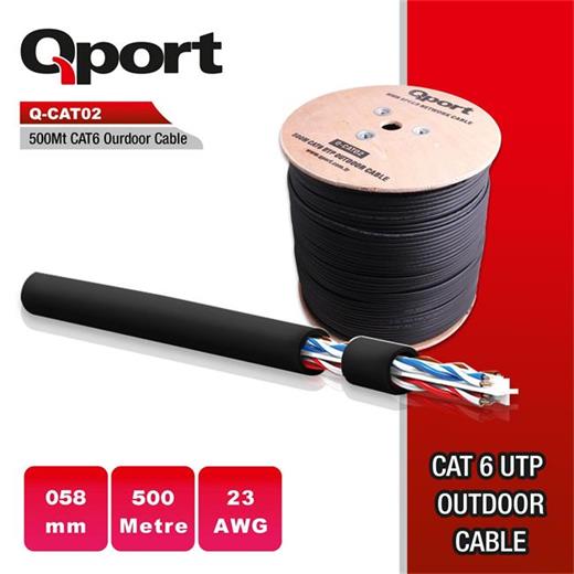 Qport Q-Cato2 Cat6 23Awg 0.58 500M Outdoor Kablo