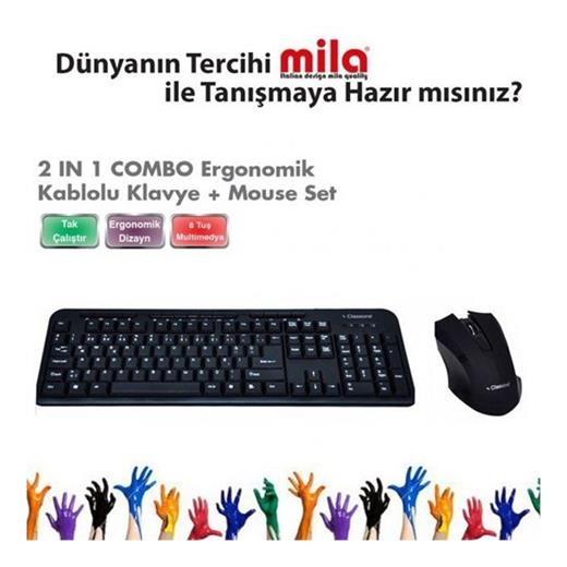Classone Wk628F-M03-U, F Türkçe, Multimedya, Usb, Siyah, Klavye Mouse Set