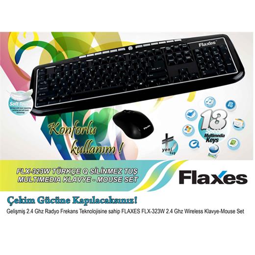 Flaxes Flx-323W, Kablosuz Q Türkçe Klavye Mouse Set
