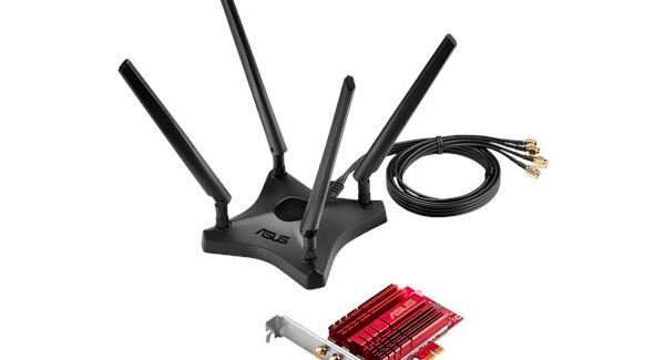 Resim Asus Pce-Ac88, Ac3100 (2167Mbps 5Ghz + 1000Mbps 2.4Ghz), Dual Band, Pcı Express Wireless Adaptör 