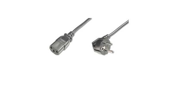Resim AK-440100-050-S Güç Kablosu, Schuko 90 derece açılı Erkek - C13 Dişi, 5 metre, H05VV-F3G 1.0qmm, siyah renk 