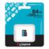 Kingston SDCG4/64GBSP 64GB MicroSDXC Canvas Go Plus Gen4 200MB/s A2 U3 V30 Card + w/o ADP